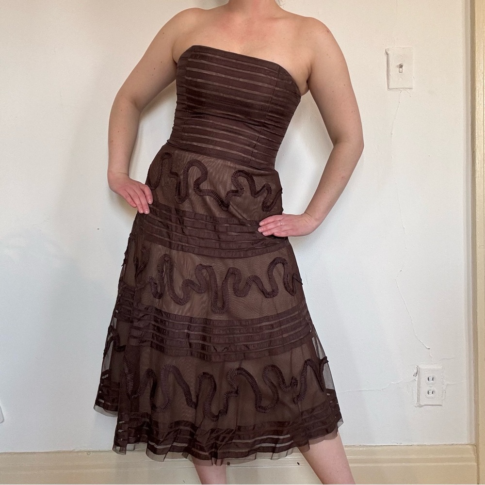 BCBG Max Azria Brown Prom Dress - Picture 4 of 11